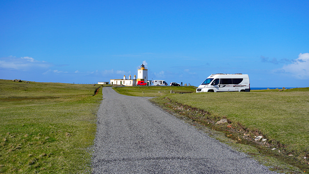 Campervan's enjoying the views at Esha Ness Lighthouse