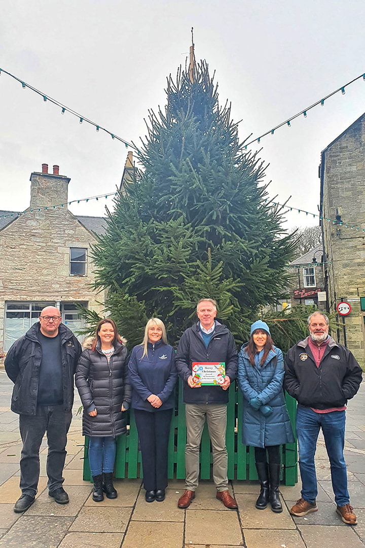 The Christmas Tree has arrived in Lerwick's Market Cross