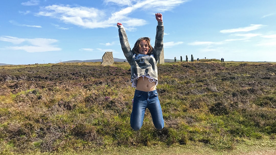 Having fun at the Ring of Brodgar in Orkney