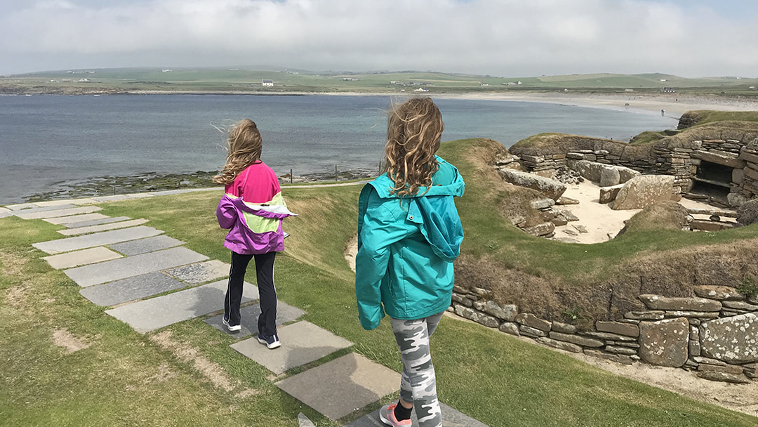 The McKelvies exploring Skara Brae