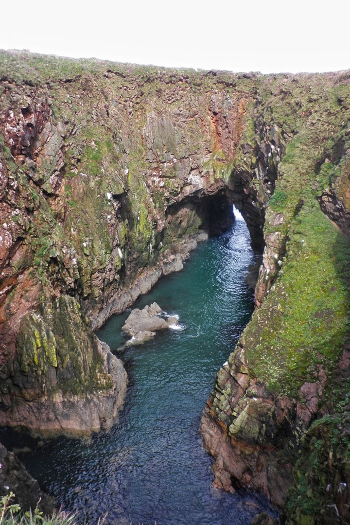 A collapsed sea cave at the Bullers of Buchan