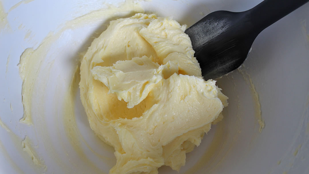 Creamed butter and caster sugar