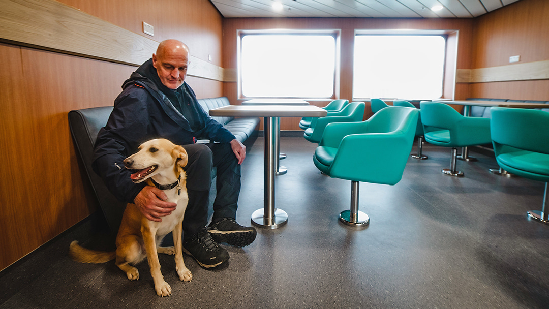 The newly opened Dog Lounge onboard MV Hamnavoe