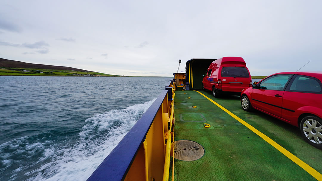 Taking the inter-island ferry to Rousay