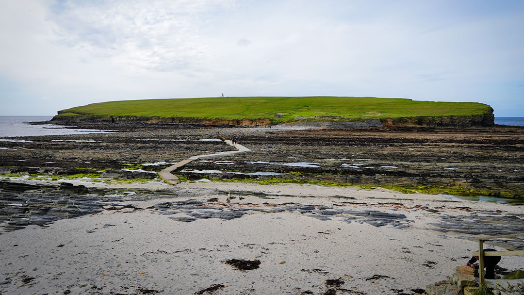 The Brough of Birsay - an island which can be reached when the tide is low - in Orkney