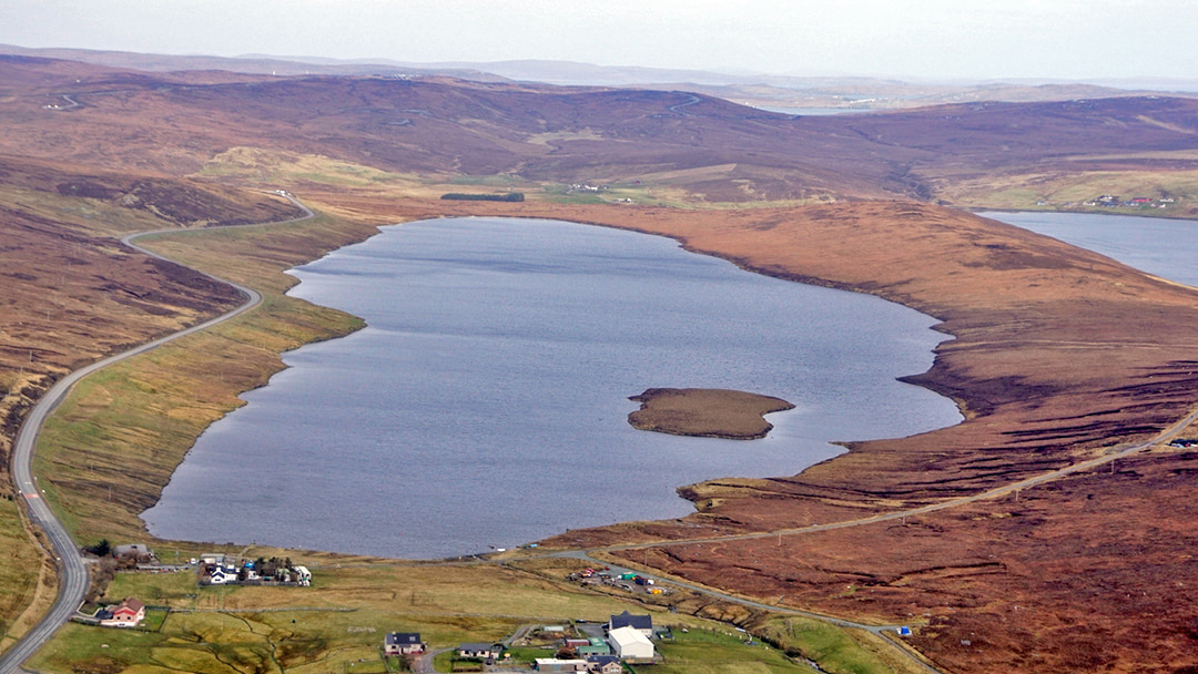 The Loch of Girlsta as seen from the air