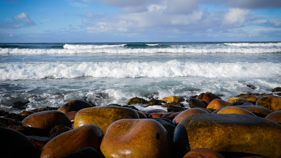 The round beach pebbles of Rackwick bay