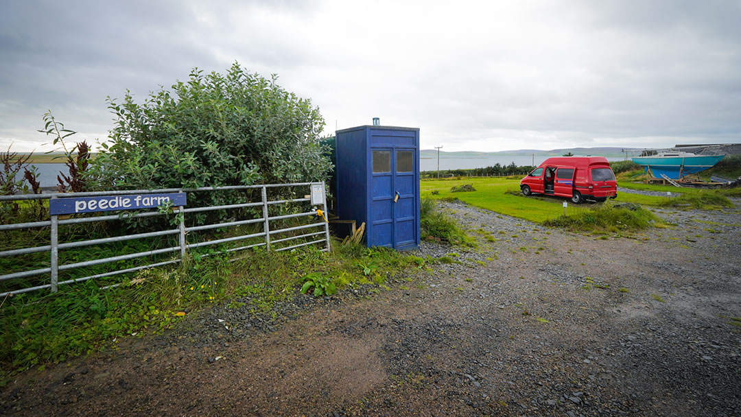 Who's that at the Peedie Farm Motorhome Stopover on Rousay