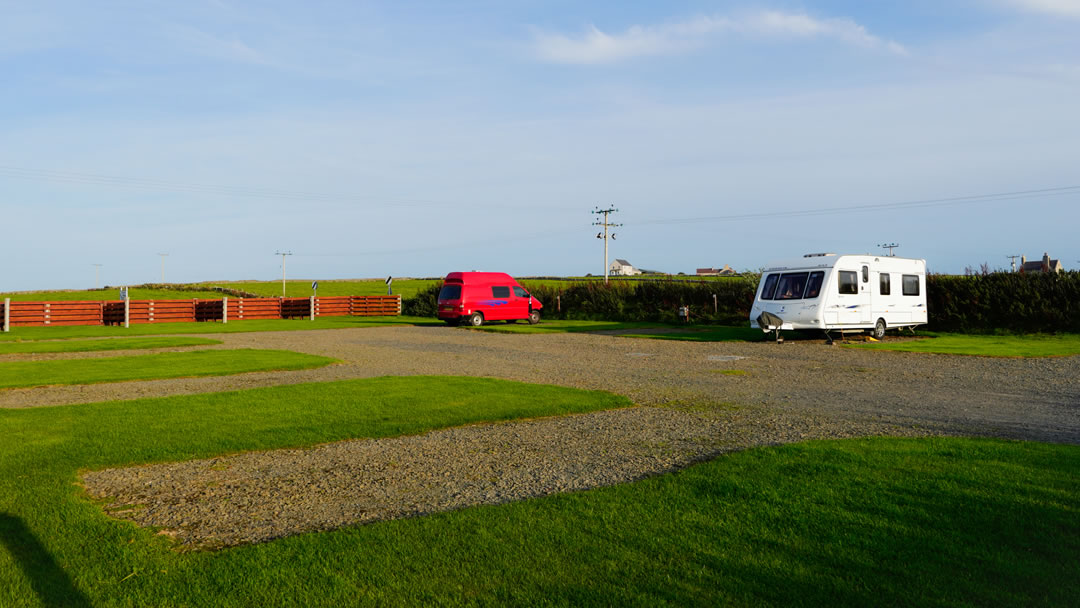 Stopping at Chalmersquoy Campsite in Pierowall