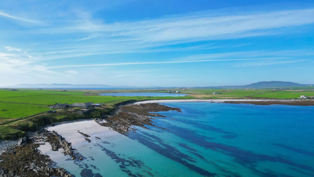 Turquoise waters at a beach in Westray