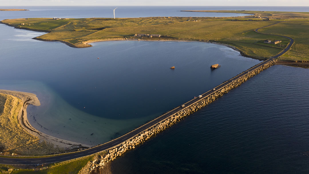 No. 3 barrier and Burray from the air