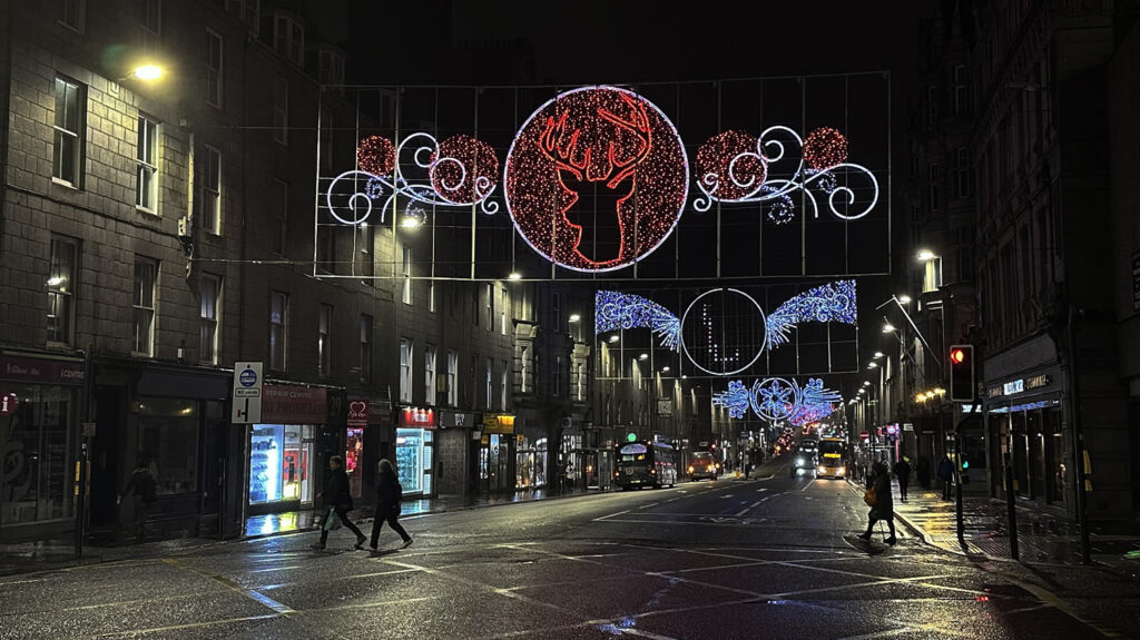 The Christmas lights on Union Street