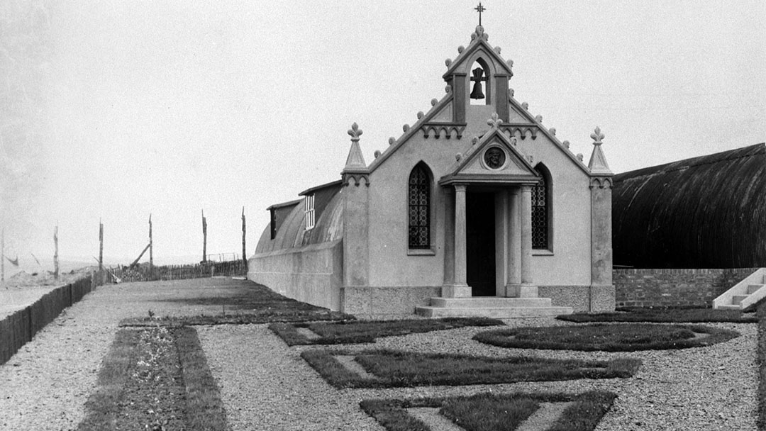 The Italian Chapel on Lamb Holm with the façade by Giovanni Pennisi