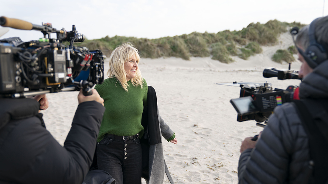 Ashley Jensen (DI Calder) shooting a scene for season 8 of Shetland