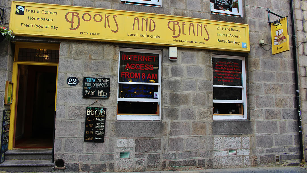 Books and Beans in Aberdeen is a coffee shop and book seller