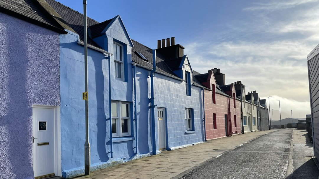 Colourful houses on the New Street road, Scalloway