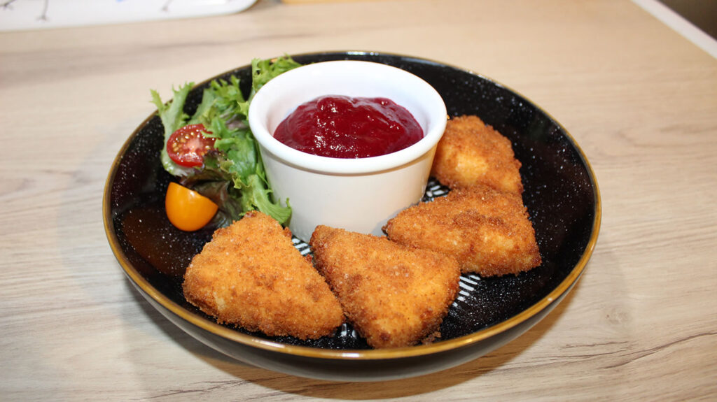 Deep Fried Grimbister Cheese and Cranberry Sauce