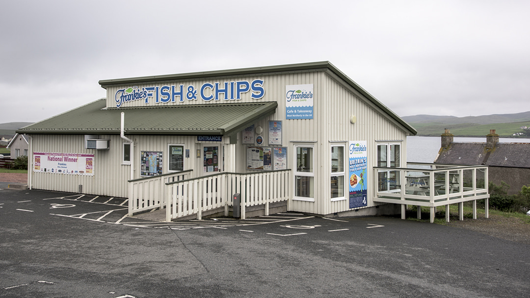 Frankie's Fish and Chip shop in Brae, Shetland