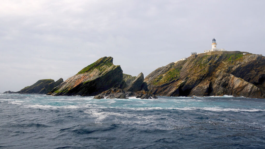 Muckle Flugga Lighthouse from the sea