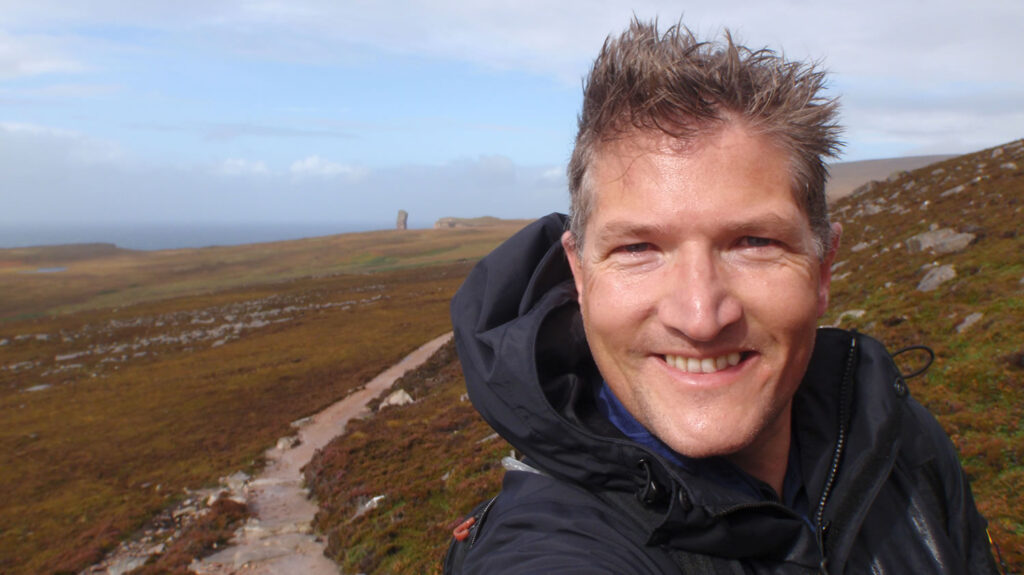 Robin en route to Old Man of Hoy
