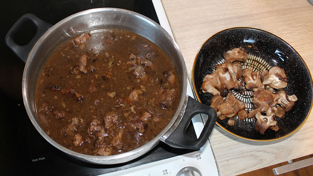 The bones removed from the meat and gravy