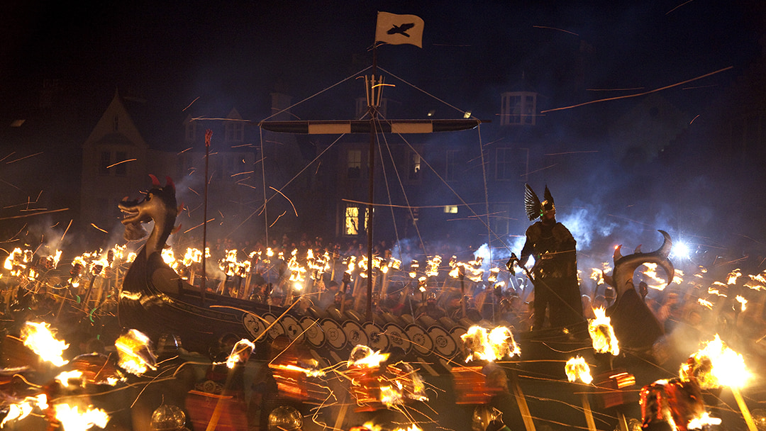 The famous Up Helly Aa fire festival in Lerwick, Shetland