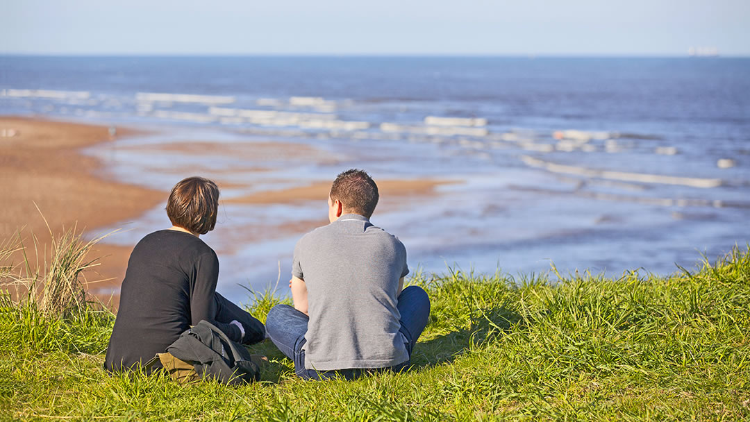 Enjoying the sea views at Aberdeen beach