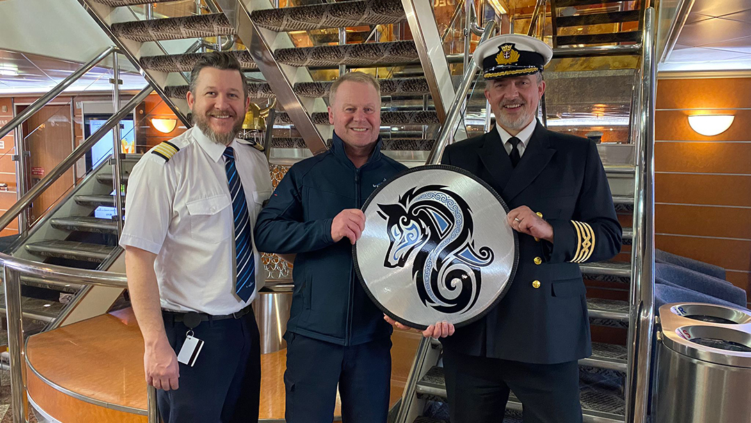 NorthLink Ferries' crew being presented with a shield