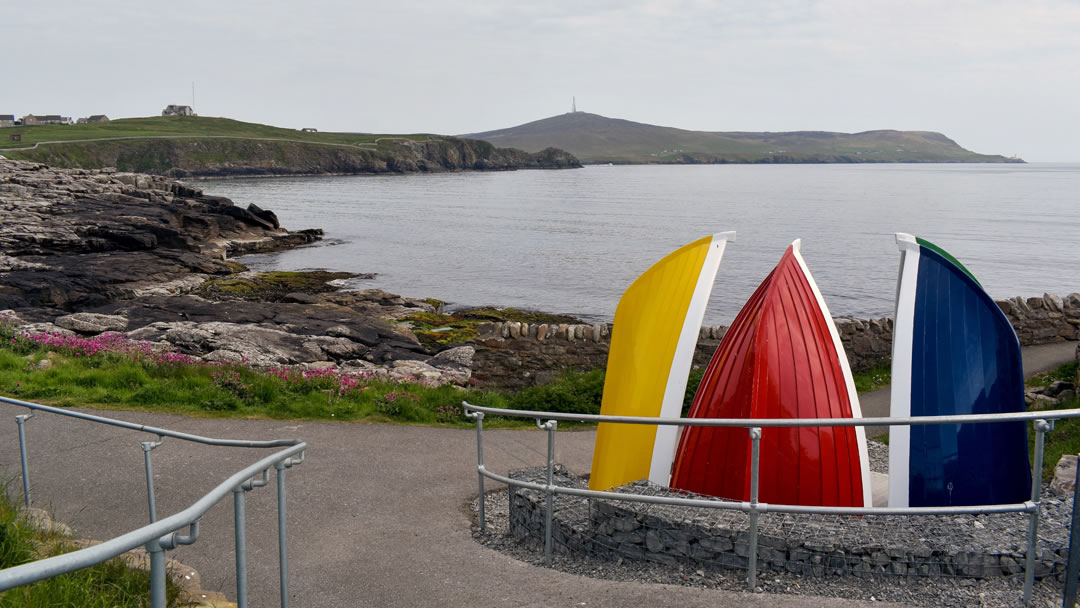 The Sletts with sheltered seating based on the 'Shetland Maid' style Dinghy