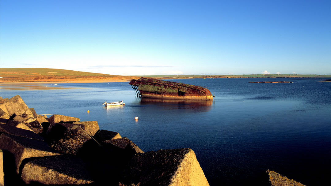 WW1 Blockship off the Churchill Barriers in the Orkney islands