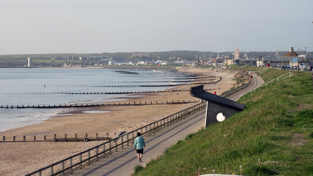 Walking along Aberdeen beach