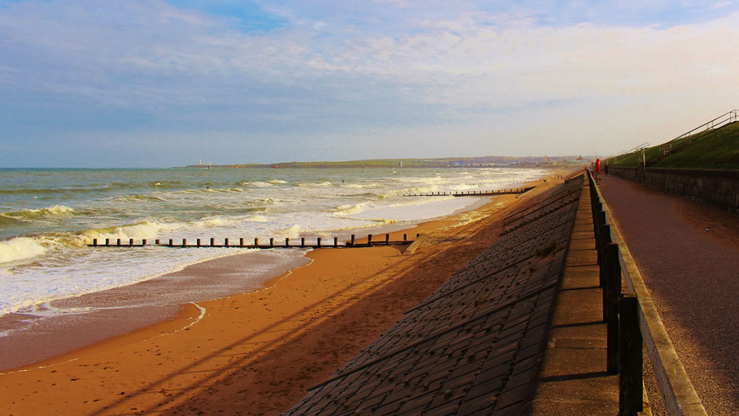 Walking along the beachfront in Aberdeen