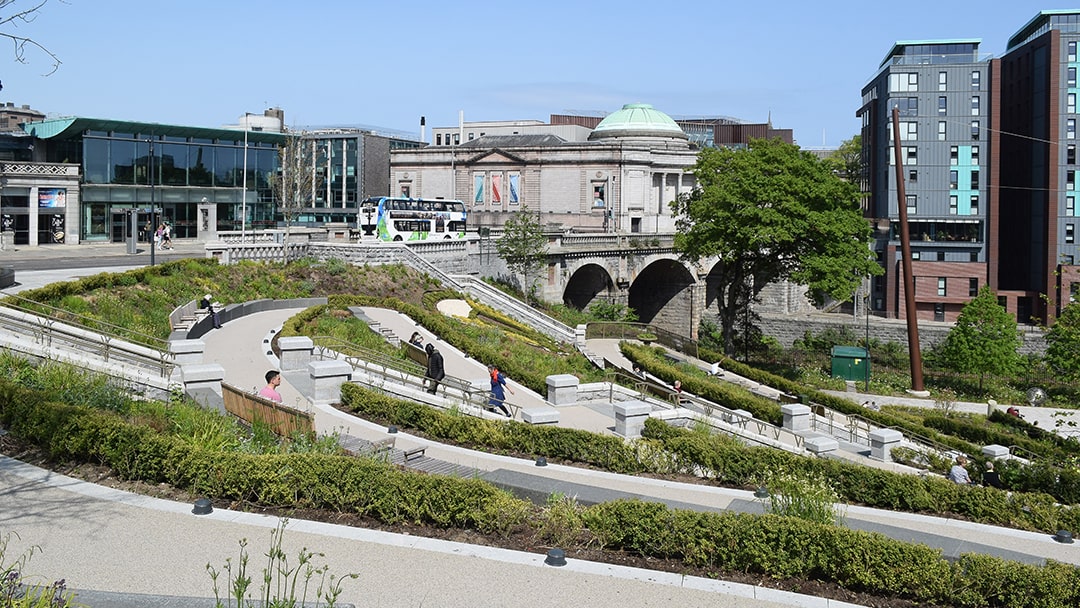 Pathways leading down into Union Terrace Gardens