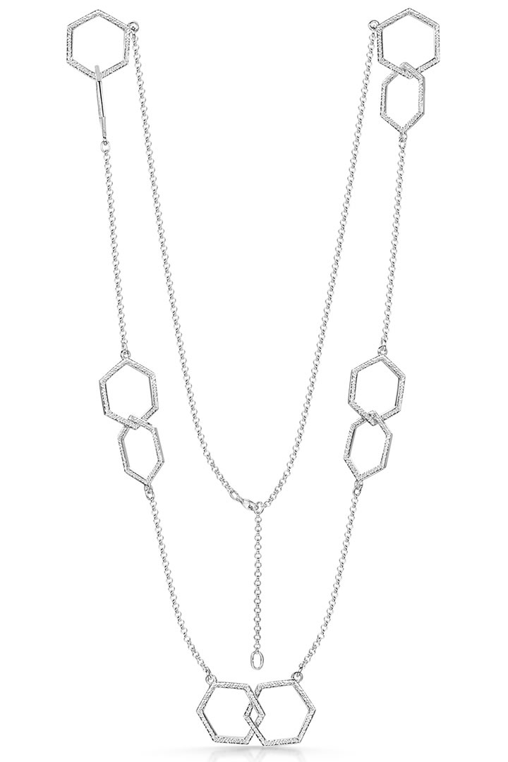 Sheila Fleet Honeycomb Medium 10-link Chain Necklace in Sterling Silver CN278-10