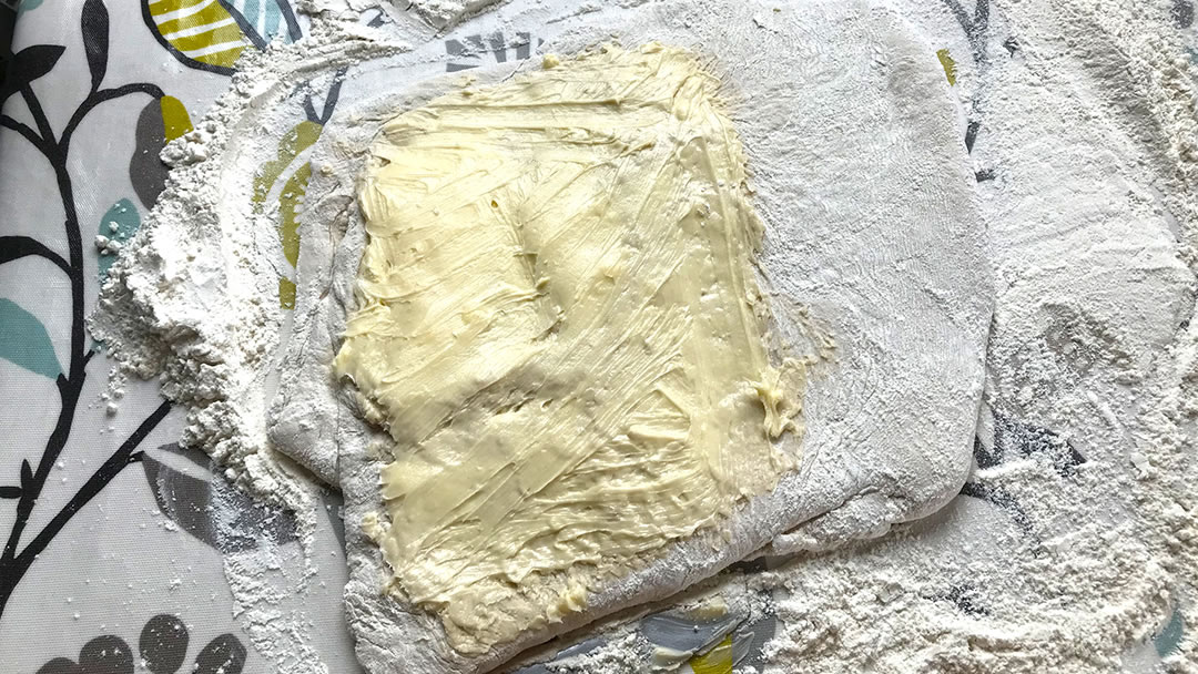 Spreading the butter mixture