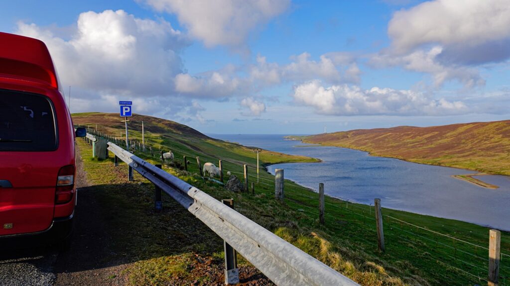 Exploring the beautfiul sights of Shetland in a campervan