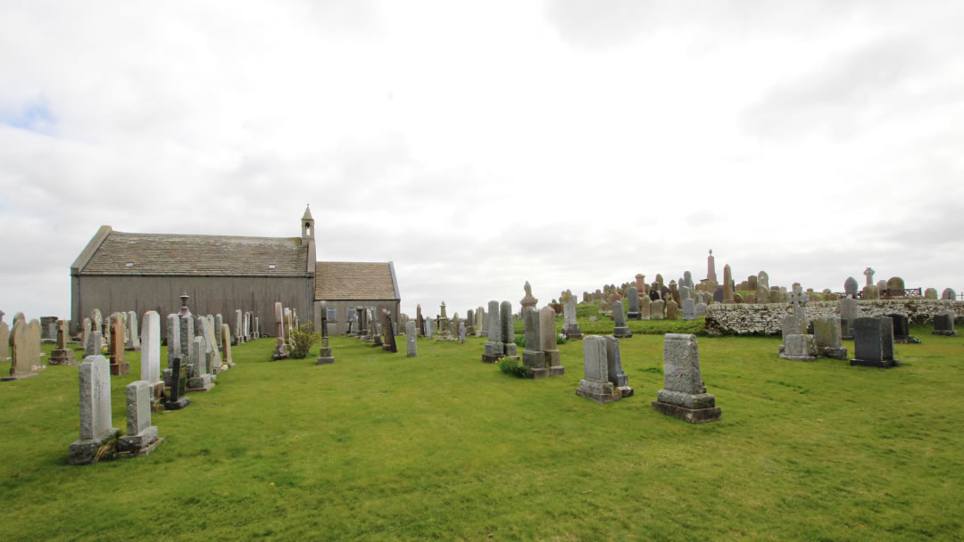 St Michael’s Kirk and its unique kirkyard in Harray