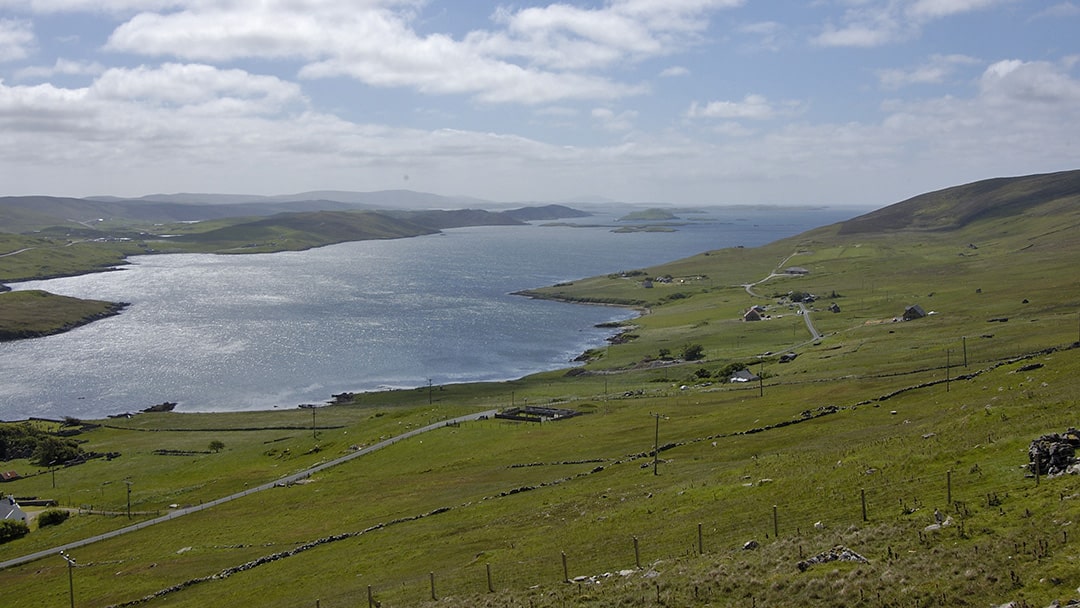 The magnificent view from the Scord of Weisdale