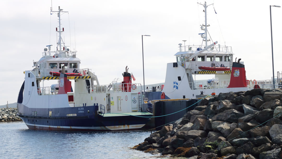 Fetlar ferry at Hamars Ness in Shetland