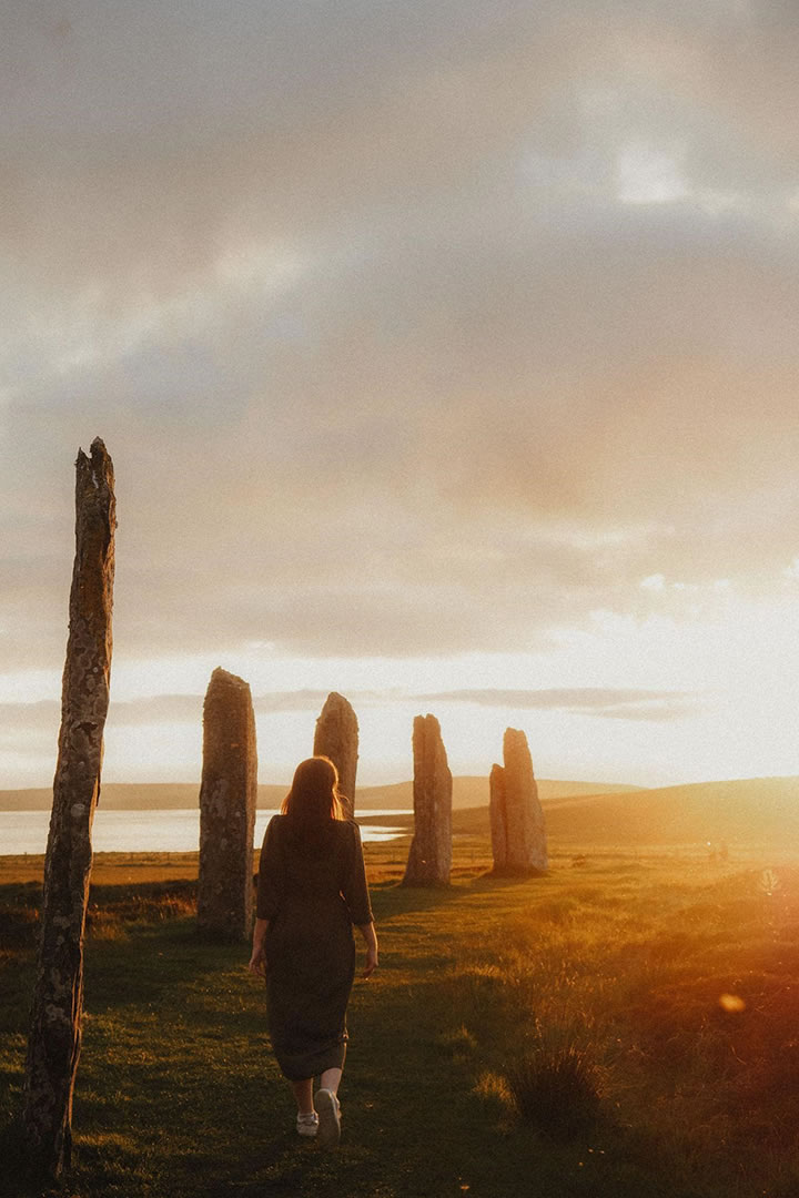 Georgina in the evening sunset in Stenness