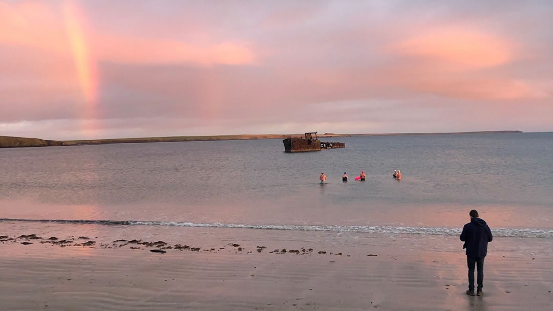 Wild swimming at Inganess Beach