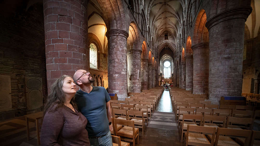 Inside St Magnus Cathedral in Orkney