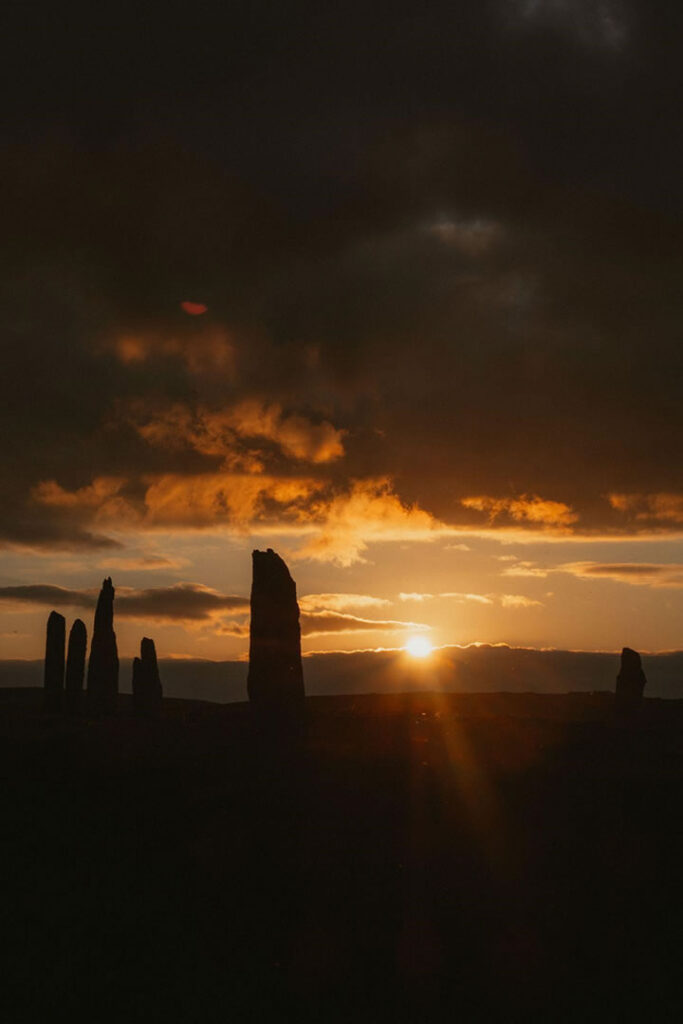 The Ring of Brodgar in Orkney at sunset