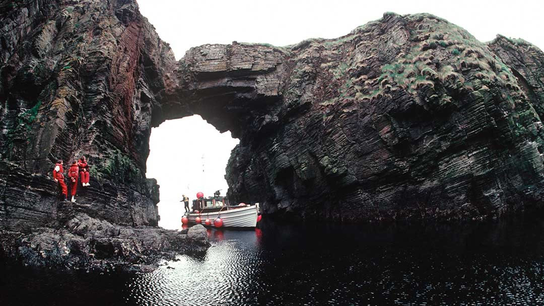 Rescue exercise at the Vat of Kirbister, Stronsay, Orkney