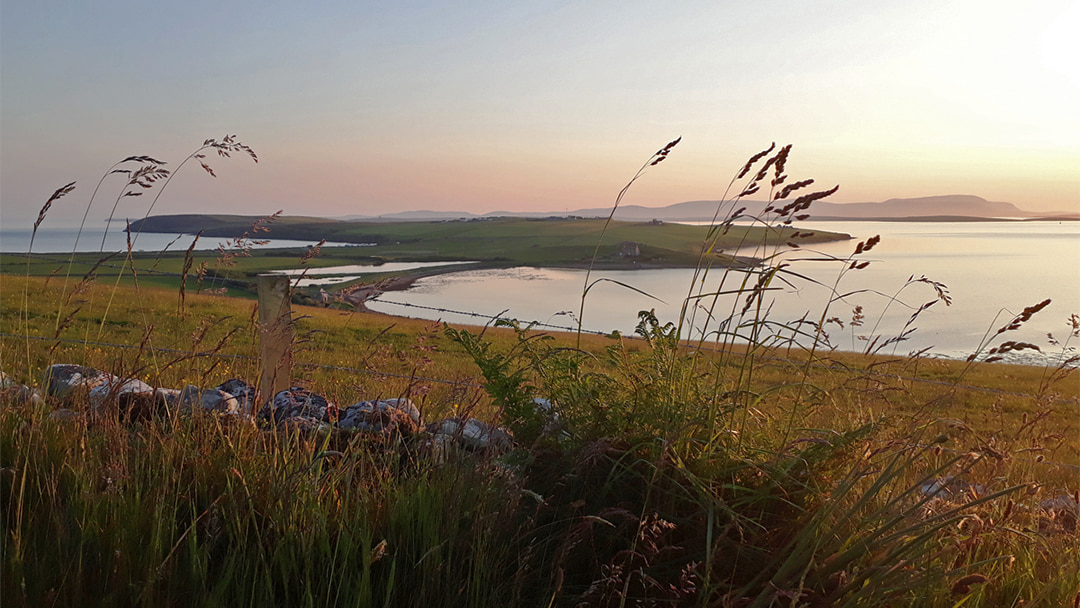 A beautiful sunset overlooking Hoxa Head in Orkney