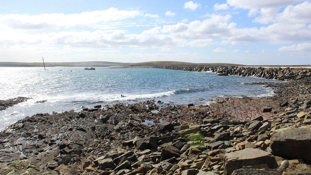 Blockships and Barrier number 2, seen from Lamb Holm
