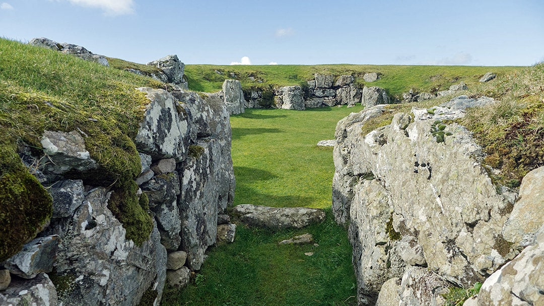 Entrance to Stanydale Temple in Shetland