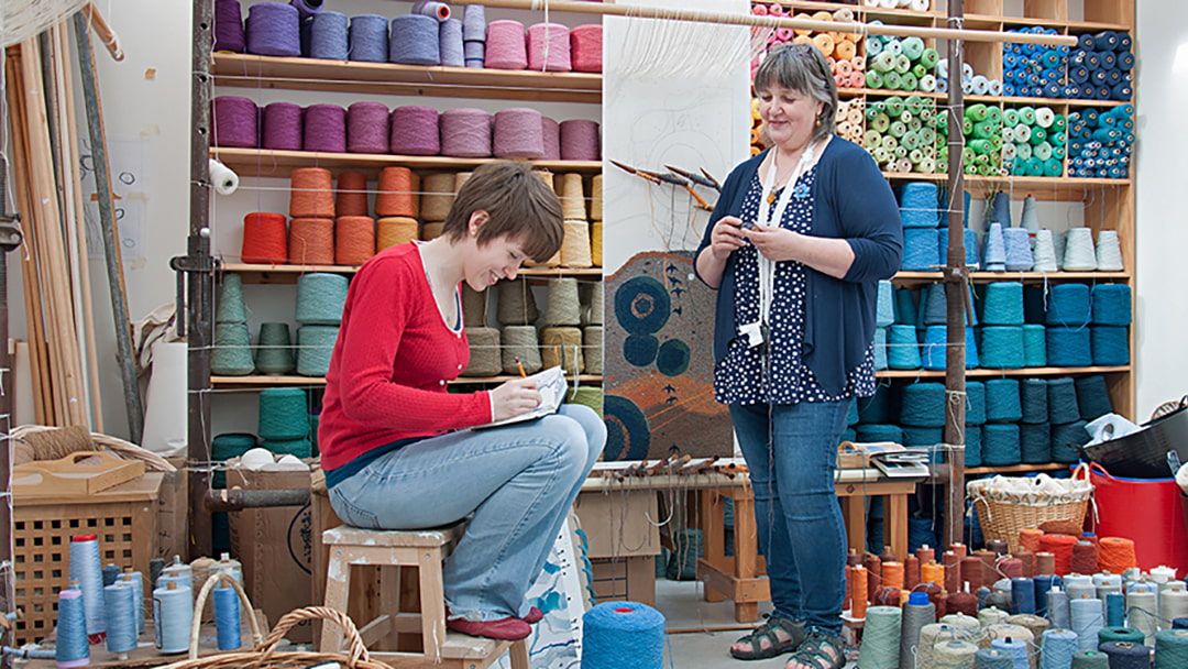 Jo with her mum, Leila, who taught her to weave
