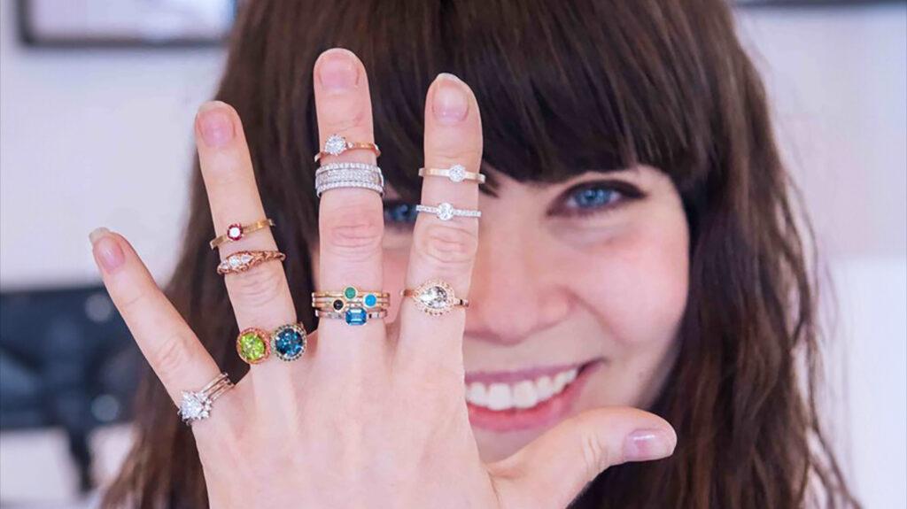 Karlin modelling her jewellery