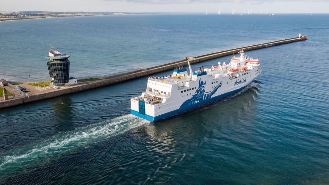 NorthLink Ferries MV Hrossey departing Port of Aberdeen